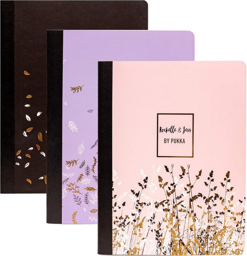 Pukka Pad, Composition Notebooks - 3 Pack of Journals Featuring 140 Pages of College Ruled 80GSM Paper with Sturdy