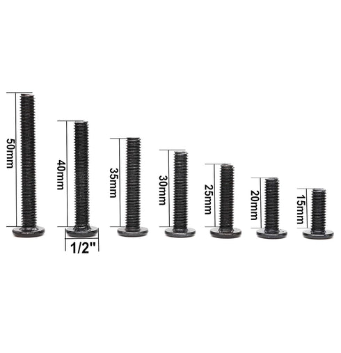 binifiMux 10-Pack Black M6x15mm Hex Socket Cap Bolts and Connecting Cap Nuts Set for Furniture Beds Cupboard
