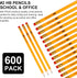 Shuttle Art Wood-Cased #2 HB Pencils, 600 Pack Sharpened Yellow Pencils with Erasers for School Supplies
