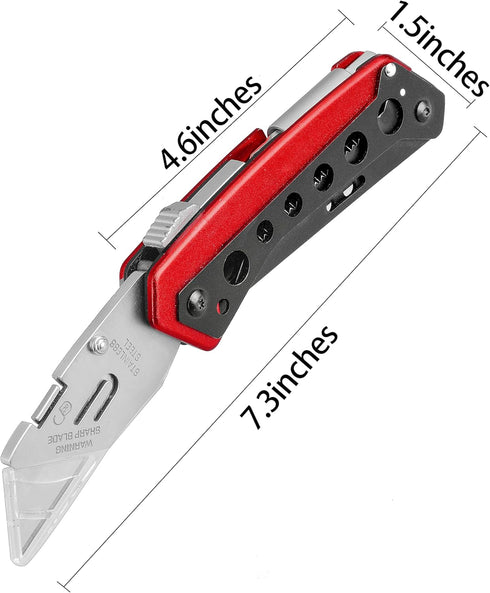 KAMBOLLY 10 Folding Utility Knife, Heavy Duty Box Cutter Knife, Pocket Razor Utility Knives with Razor Blades