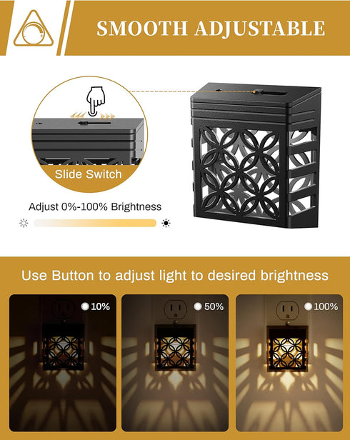 DORESshop Plug in Night Light with Dusk to Dawn Sensor, Adjustable Brightness, Soft White 3000K, 1 Pack