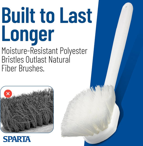 36620L00 20" 2" 1 Count CFS Flo-Pac Plastic Handle Utility Scrub Brush, Nylon Bristles, Length, Bristle Trim, White