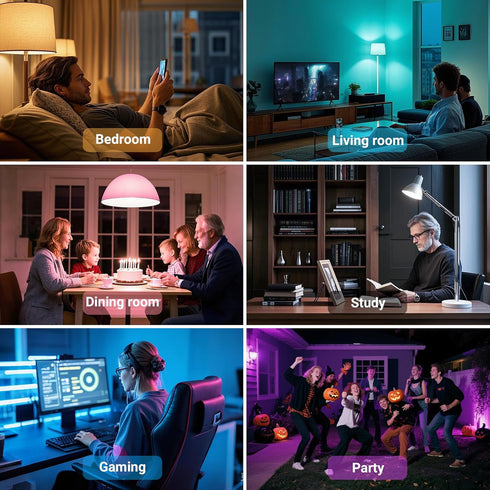 Bulbs, Bulb Bulbs, 9W(60W A19 E26 800LM(2.4Ghz 6 Pack TJOY Smart Alexa Light Bluetooth WiFi Led Compatible with Alexa