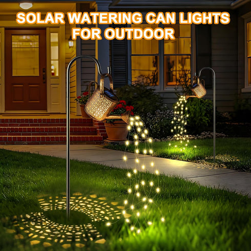 2 Pack Solar Watering Can Lights, Solar Lights Outdoor Decorative, Small Hanging Lantern Landscape Light Waterproof