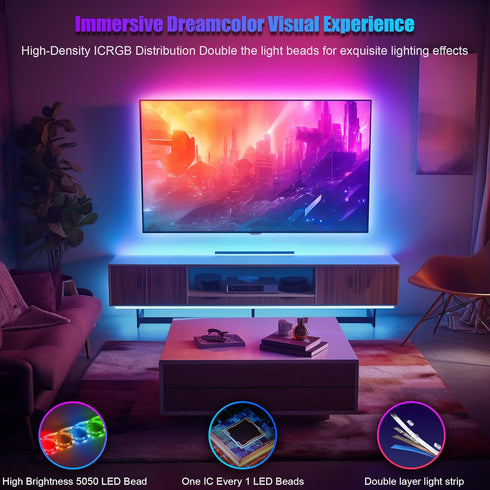 LED Lights for TV 40-60 Inch, 10FT Backlight Kit with Bluetooth APP & 24 Keys Remote, Music Sync, USB Powered