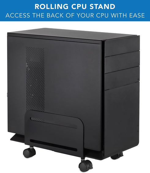 Mount-It! 4.87 8.5 Inch Computer Tower Stand, Adjustable Mobile CPU Stand with Wheels, Heavy-Duty Steel Rolling Cart