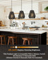 7" Woven Pendant Light Fixtures, ELYONA Farmhouse Coastal Hanging Lamp with Matte Black Handwoven Rattan Basket Shade