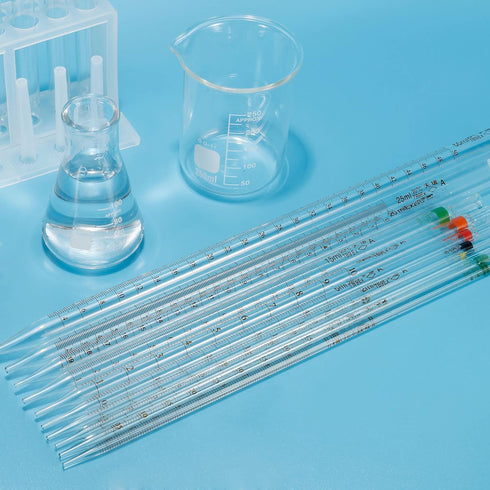 PATIKIL Graduated Dropper Pipettes, 2 Pcs 0.1ml Reusable Borosilicate Glass Pipette for Liquid Transfer, Clear