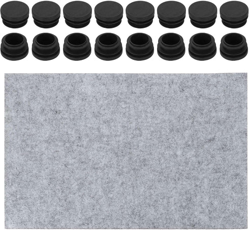 uxcell 16 Pcs Round Plastic Plugs with Furniture Felt Pad, 25mm/0.98" Tubing