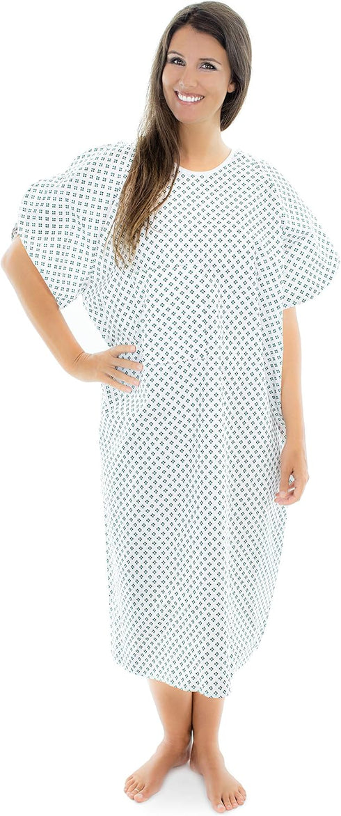 Personal Touch Health Care Apparel Personal Touch Unisex Hospital Patient Gown Metal Snap IV Sleeves with Telemetry