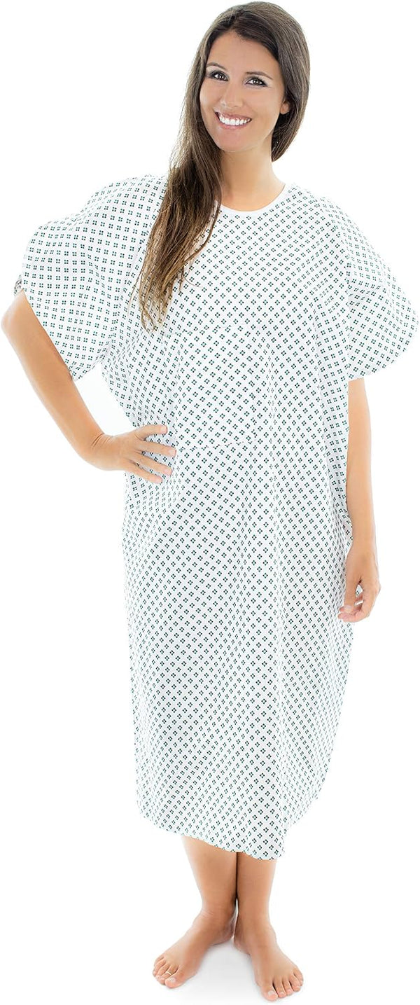 Personal Touch Health Care Apparel Personal Touch Unisex Hospital Patient Gown Metal Snap IV Sleeves with Telemetry