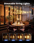 25FT IPX5 10+1 ST38 Bulbs, 2700K VIPAR Outdoor String Lights LED Patio Lights Waterproof with Shatterproof Edison