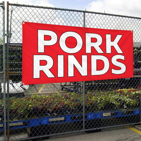 Fastasticdeals 4 Grommets 16x40Inches Vinyl Banner Multiple Sizes Pork Rinds Outdoor Advertising Printing B Restaurant