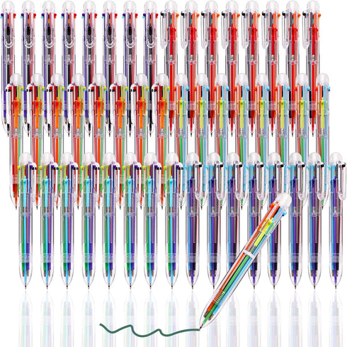 JPSOR 48 Pack Multicolor Pen for Kids, 6-in-1 Transparent Barrel Pen, 0.5mm Retractable Ballpoint
