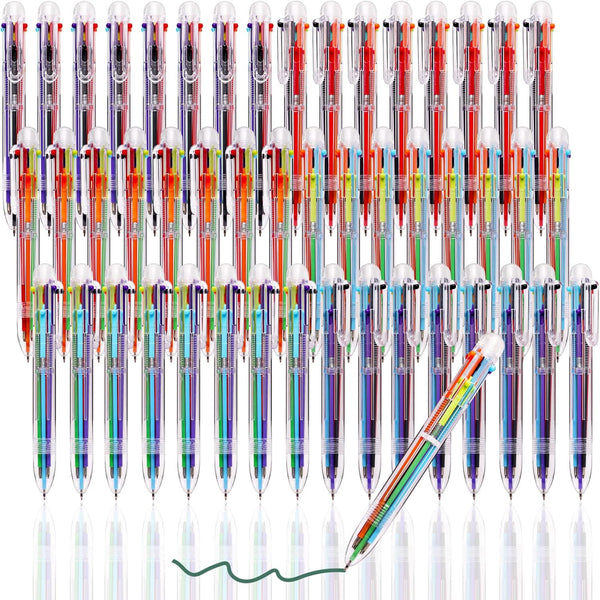 JPSOR 48 Pack Multicolor Pen for Kids, 6-in-1 Transparent Barrel Pen, 0.5mm Retractable Ballpoint