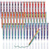 JPSOR 48 Pack Multicolor Pen for Kids, 6-in-1 Transparent Barrel Pen, 0.5mm Retractable Ballpoint