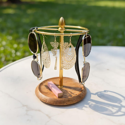 12 2-in-1 Glasses Stand for Pairs, Sunglasses Organizer Rack, Eyewear Display & Jewelry Tray Base for Entryway Vanity