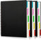EUSOAR Notebook with Tabs, 3 Pack A4 Letter Size, Black Hardcover Spiral 5 Subject Notebook, 120 Sheets, 100GSM