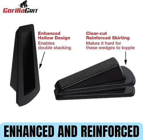 Rubber Door Stoppers - Large Heavy Duty Flexible Door Holder, Black 4 Pack, Non Marking Anti Slip Jammer