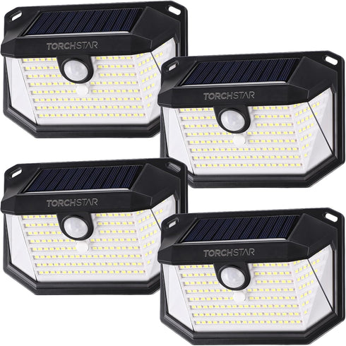 TORCHSTAR Solar Motion Sensor Lights Outdoor, IP65 Waterproof Cordless Outdoor Wall Lighting