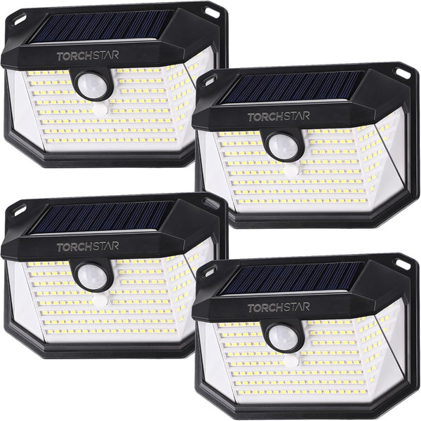 TORCHSTAR Solar Motion Sensor Lights Outdoor, IP65 Waterproof Cordless Outdoor Wall Lighting