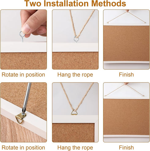 FEBSNOW Cork Board Bulletin Board, 15.7 x 12 Inches with White Frame, Hanging Pin for Office