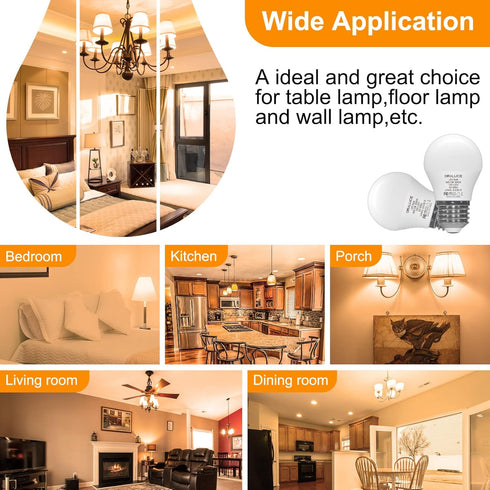 ORALUCE A15 LED Bulb, 5 Watts Warm White 3000K, 40W Equivalent, E26 Standard Base, 6 Pack