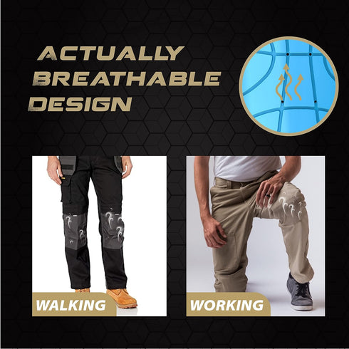 Hmyl Easy 11.5''7.9''0.45'', 3 Breathable No Strap Knee Pad Insert for Work Pants/Bibs, Uniforms, and Tactical Pants