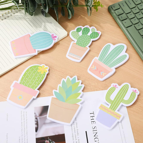 Whaline 12 Pieces Cactus Gel Ink Pens, Cactus Sticky Notes, Neutral Plant Writing Pens, Succulent Note Pad for Home