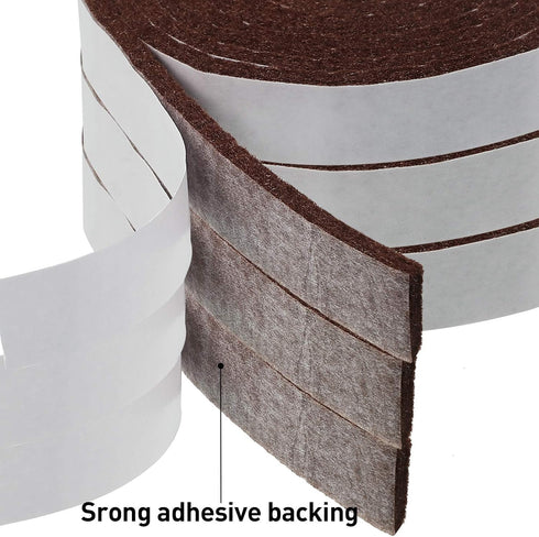 Zonon 4 Rolls 1/2 x 240 Inch Felt Strips with Adhesive Backing, Heavy Duty Polyester for Protecting Furniture and DIY
