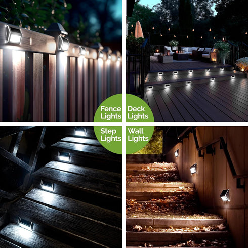 6 Pack Lights,3 GIGALUMI Solar Step LED Solar Stair Lights Outdoor LED Deck Lighting Stainless Steel Waterproof Led