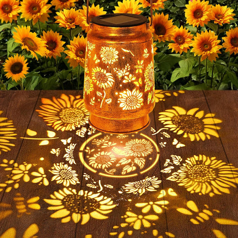 Sunflower Solar Lanterns Outdoor Waterproof, Mothers Day Gifts for Women Mom Grandma, Metal Hanging Lantern Solar
