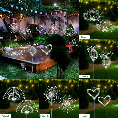 4 Pack 480 8 Slyuexu Solar Garden Lights Outdoor Waterproof, Total LED Solar Firework Lights Decorative with Lighting