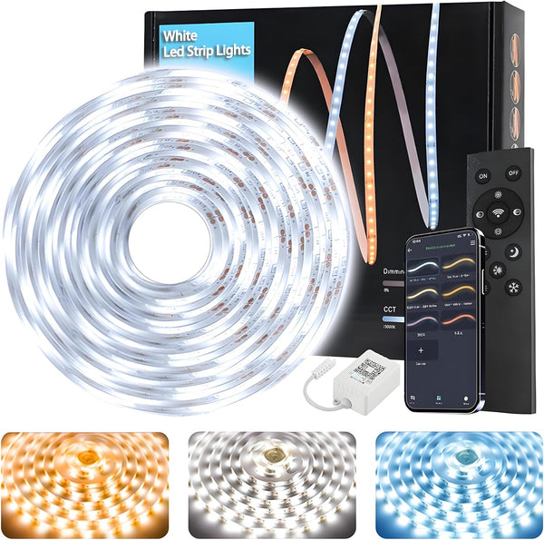 Tenmiro White LED Strip Lights 16.4ft (600 LEDs) Super Bright 25000K Daylight