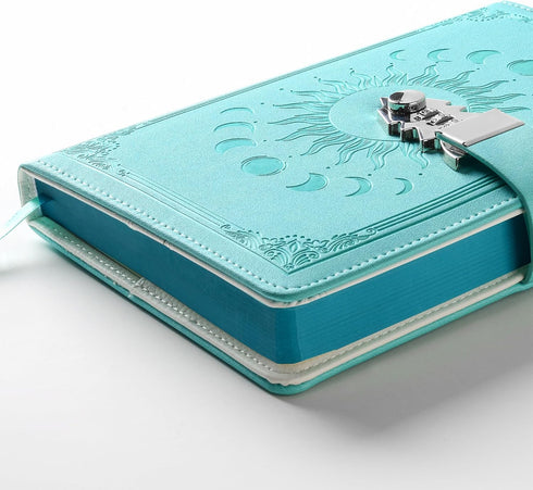 A5(21 15cm) ZXHQ Diary with Lock for Women Girls, Colorful Lock Journal, Refillable Leather Journal Writing Notebook