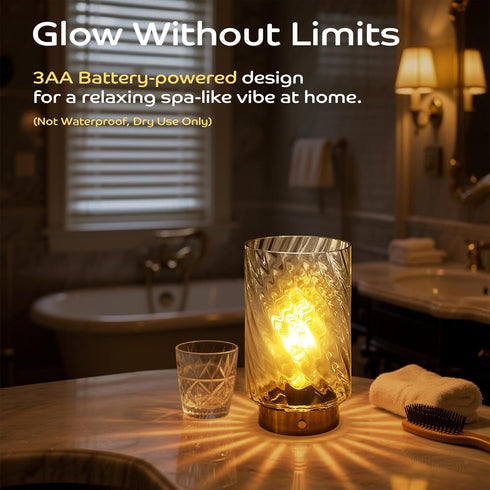 Dimming LUSHARBOR Battery Operated Lamp with Timer, Stepless Bedside Table Lamp Battery Powered Cordless Lamp for Home