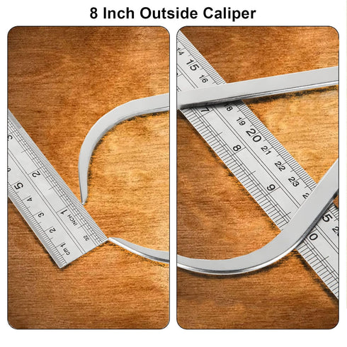3pcs 8 Inch Long Spring Caliper Set, Carbon Steel Measuring Tool for Wood Turning Lathe Projects