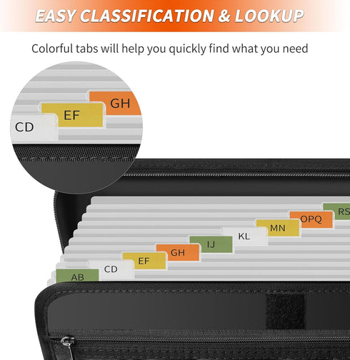 Hontom Accordion File Organizer, 13 Pockets Fireproof Expanding Folder, Portable Business Document Organizer with Zipper