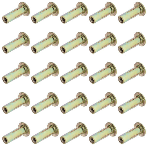 25Pcs M6 Steel Multi Grip Rivet Nuts Pre Bulbed Shank Zinc-Plated Flat Head Threaded Insert Nut Fasteners for Industrial