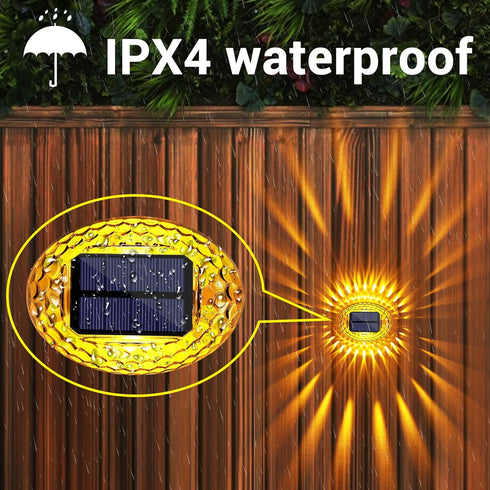 IP65 12 Pack LYHOPE Solar Fence Lights Outdoor, Waterproof Solar Light for Outside, Deck Light for Backyard, Railing