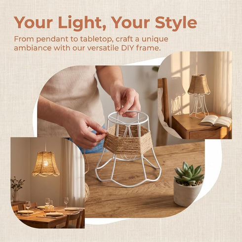 E27 Bulb Multi-Functional Lampshade Frame for Diy Wire Lamp Shade Stand Compatible with Table Lamps and Pendant Lights