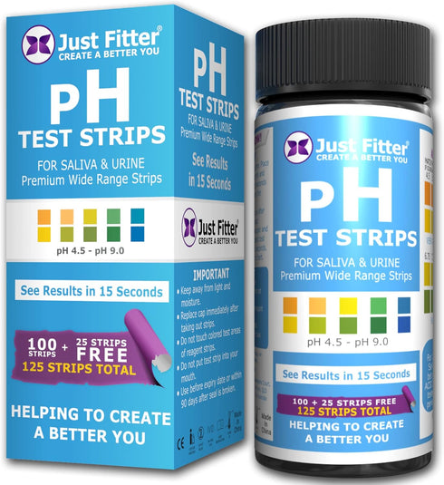 Just Fitter pH Test Strips for Monitoring Alkaline and Acid Levels in Saliva and Urine, Accurate Results