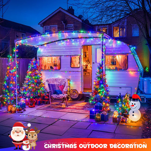 2 Pack 100LED 32.8ft 8 JMEXSUSS Solar String Light Modes Solar Christmas Lights Waterproof for Gardens, Wedding, Party