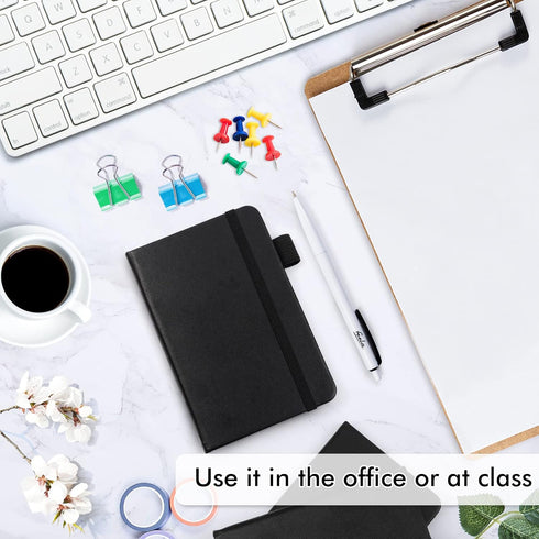 feela 15 Pack Pocket Small Notebooks, Mini Cute Notepads with 15 Black Pens, 3.5”x 5.5”, A6, Black