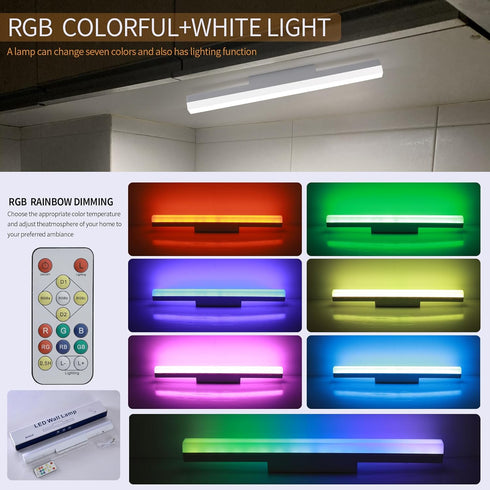 Clnutrieve Set 2, 4000Mah RGB+6400k Dimmable Closet Led Mirror Vanity Lights of Magnetic Battery Rechargeable Color