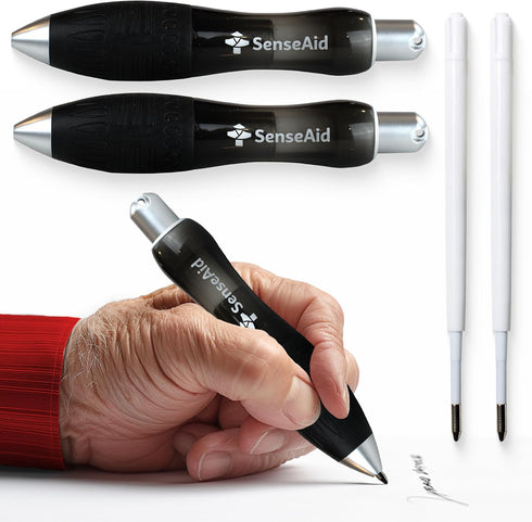 Fat Heavy Weighted Pens | Set of Two Super Big Pens with TWO BONUS INK REFILLS for Arthritis Aid