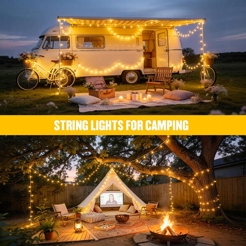 4 Pack 50 16.5ft 8 JMEXSUSS LED Battery Operated String Lights Warm White, Each Battery Outdoor Lights with Timer