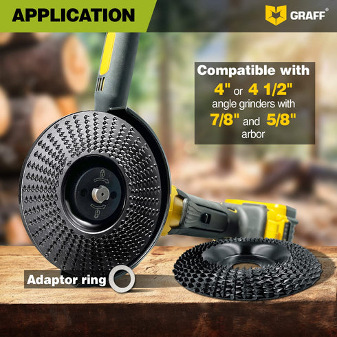 GRAFF Premium 4 Inch Wood Carving Disc for Angle Grinder, Shaping and Grinding Wheel for Wood and Plastic
