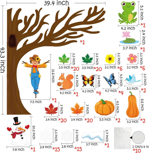 MALLMALL6 198Pcs Classroom Tree Bulletin Board Decor Seasonal Tree Summer Autumn Winter Spring Cutouts Border Set Four Seasons Chalkboard Wall Decorations for Kindergarten Elementary School Home by MALLMALL6