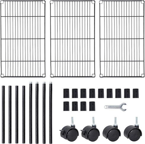 3-Shelf (24L 14W 31H) SUPER DEAL Adjustable Heavy Duty Storage Wire Shelving Unit with Wheels, Metal Organizer Wire